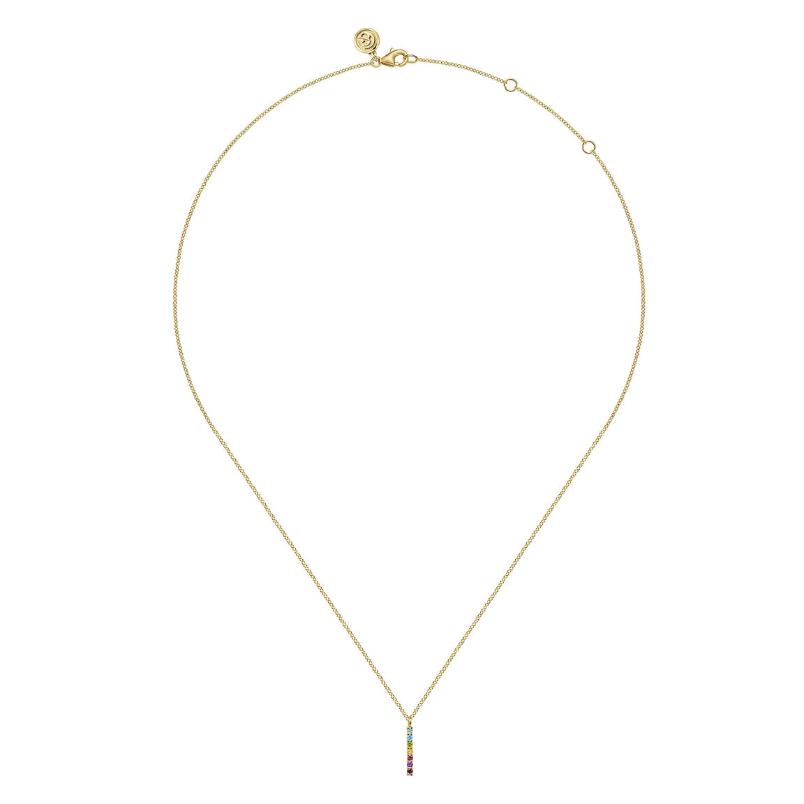 Gabriel & Co. 14K Yellow Gold Rainbow Color Stone Bar Necklace NK7427Y4JMC