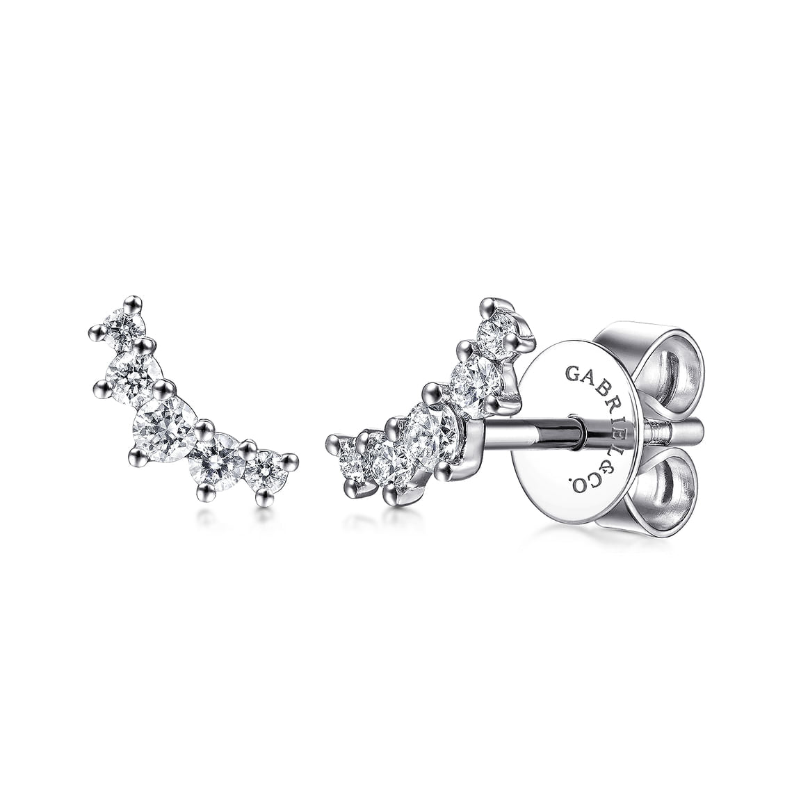 Gabriel & Co. 14k White Gold Curved 5 Stone Diamond Stud Earrings EG14210W45JJ