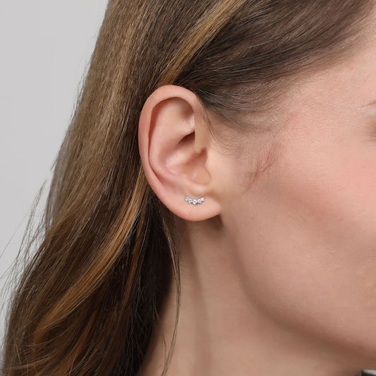 Gabriel & Co. 14k White Gold Curved 5 Stone Diamond Stud Earrings EG14210W45JJ