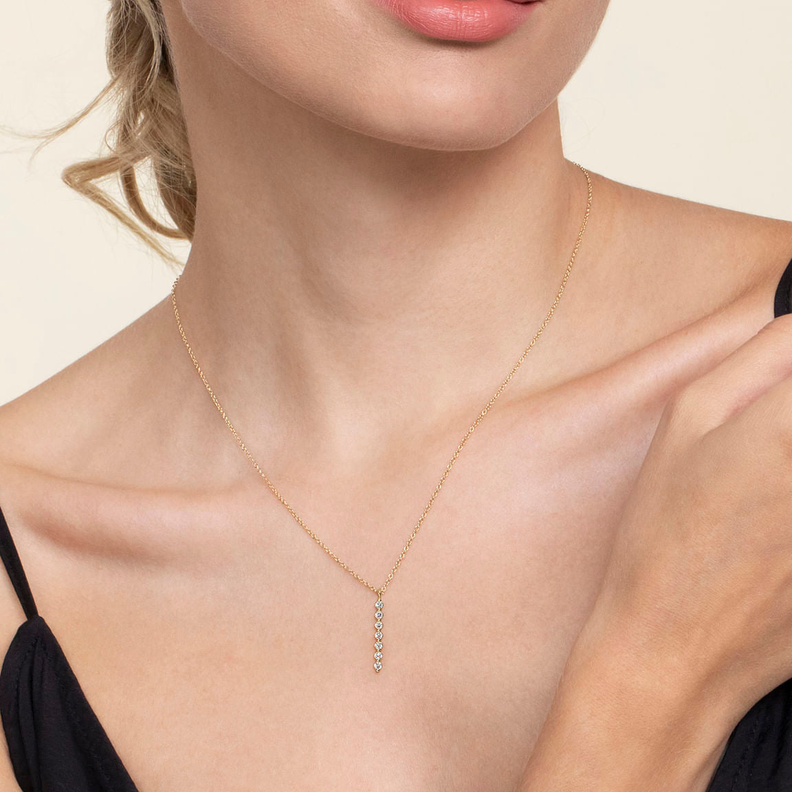 Gabriel & Co. 14k Yellow Gold White Sapphire Bar Neckacle NK7671Y4JWS