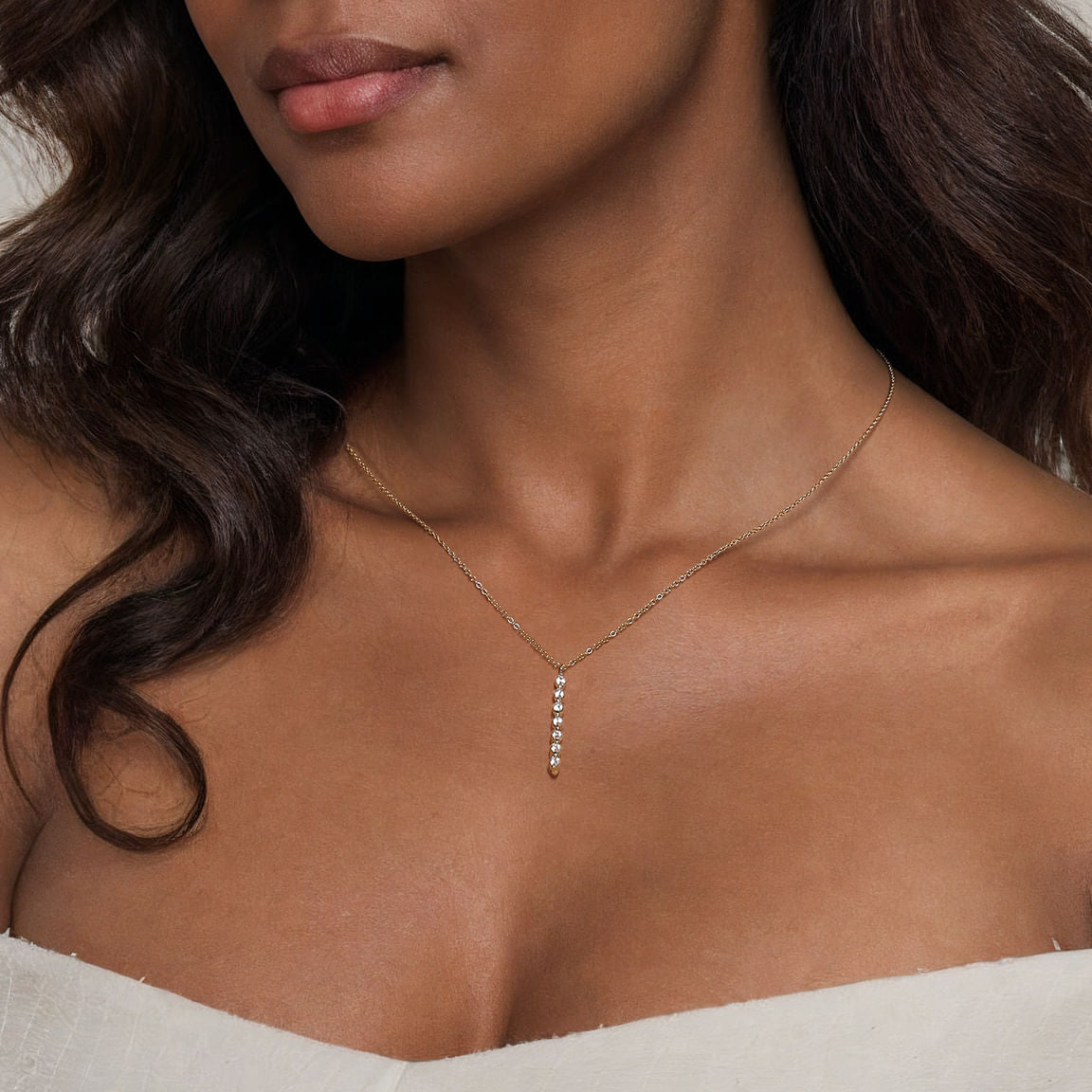 Gabriel & Co. 14k Yellow Gold White Sapphire Bar Neckacle NK7671Y4JWS