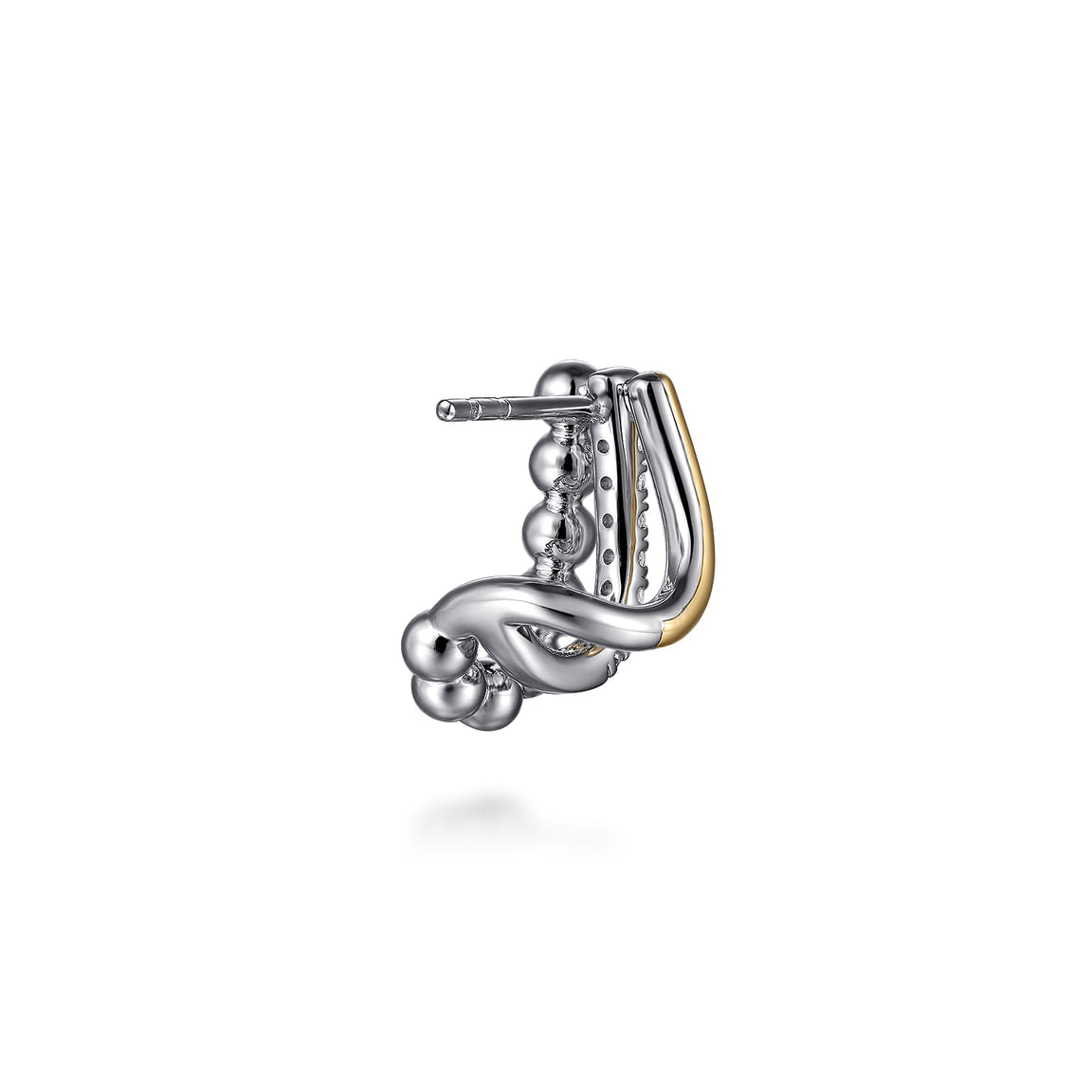 Gabriel & Co. 925 Sterling Silver and 14k Yellow Gold Bujukan And White Sapphire Multiple Row J Hoop Earrings EG15293MZJWS