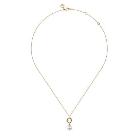 Gabriel & Co. 14k Yellow Gold Fresh Water Pearl Bujukan Drop Necklace NK7289Y4JPL