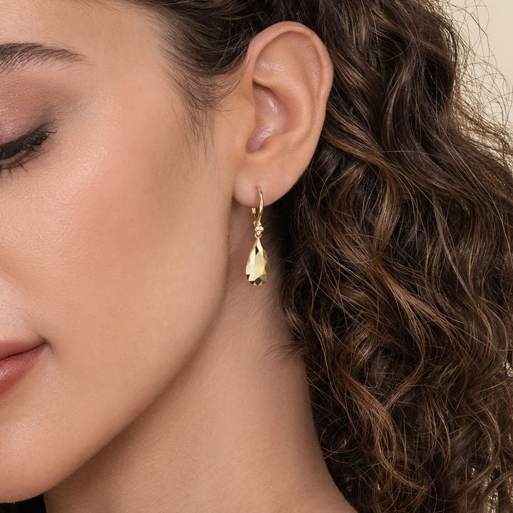 Gabriel & co Bujukan Clover - 14K Yellow Plain Gold Bujukan and Teardrop Texture Drop Earrings EG15495Y4JJJ