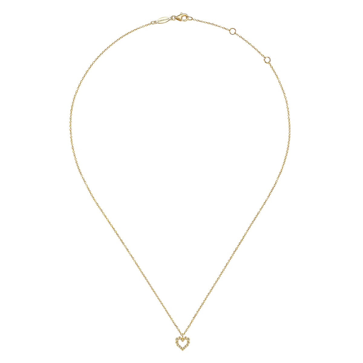 Gabriel & CO. 14K Yellow Gold Bujukan Bead Open Heart Pendant Necklace NK6463Y4JJJ
