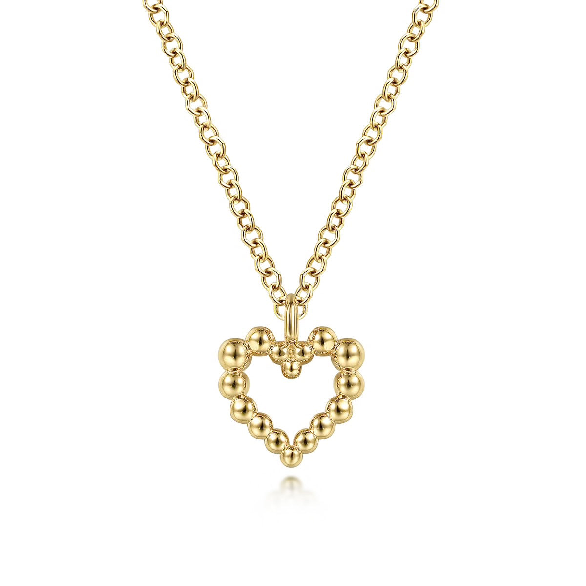 Gabriel & CO. 14K Yellow Gold Bujukan Bead Open Heart Pendant Necklace NK6463Y4JJJ