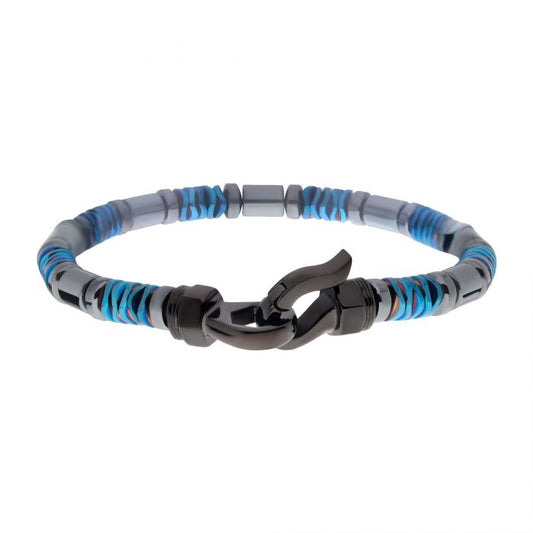 Black & Blue Hematite Beads Bracelet