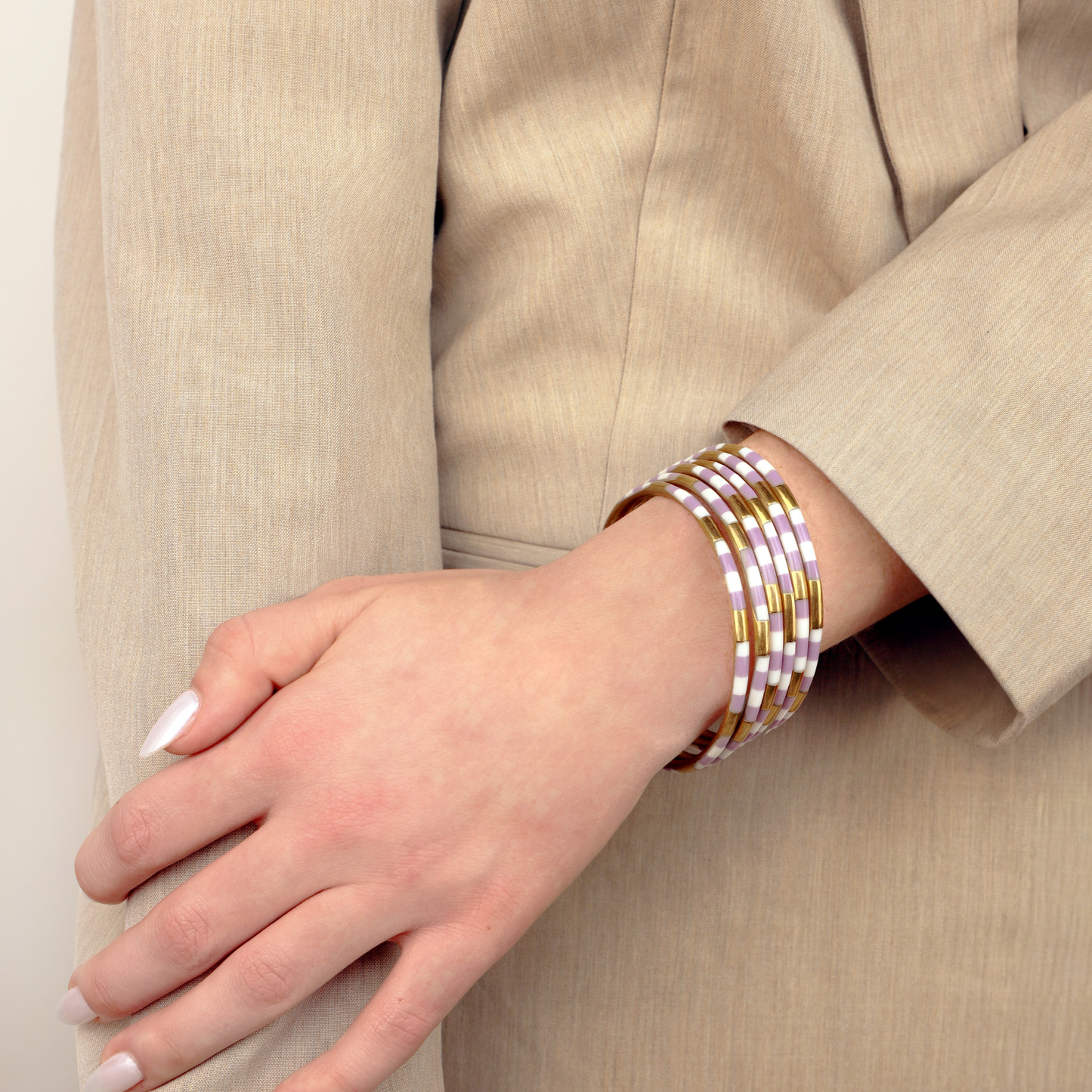 Budhagirl Lilac and White Veda Bangles
