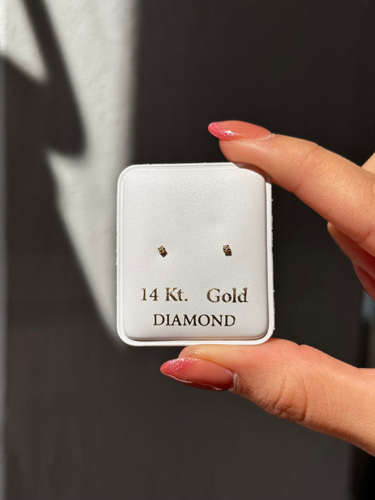 GOLD 14K MINI LAB DIAMOND EARRINGS