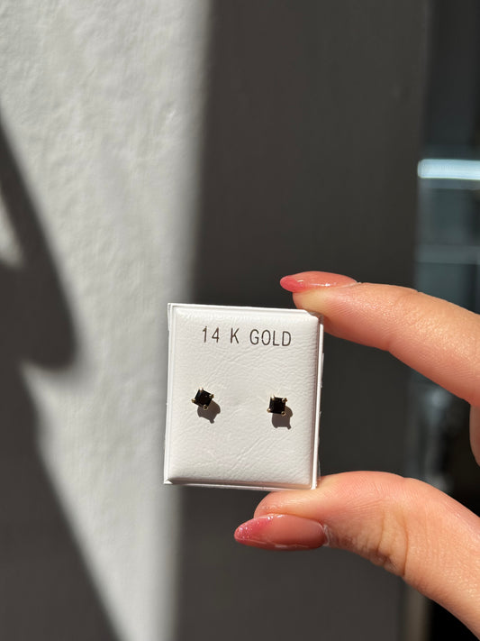 GOLD 14K MINI BLACK EARRINGS