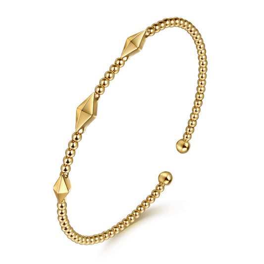 14k Yellow Gold Bujukan Pyramid Stations Bangle BG4421-57Y4JJJ*
