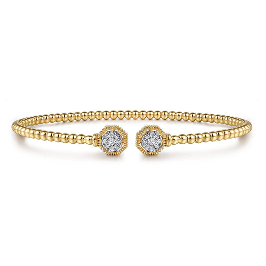 14k Yellow Gold Bujukan Diamond Hexagon Split Bangle BG4261-57Y45JJ*