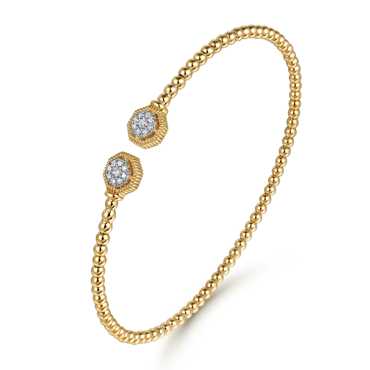 14k Yellow Gold Bujukan Diamond Hexagon Split Bangle BG4261-57Y45JJ*