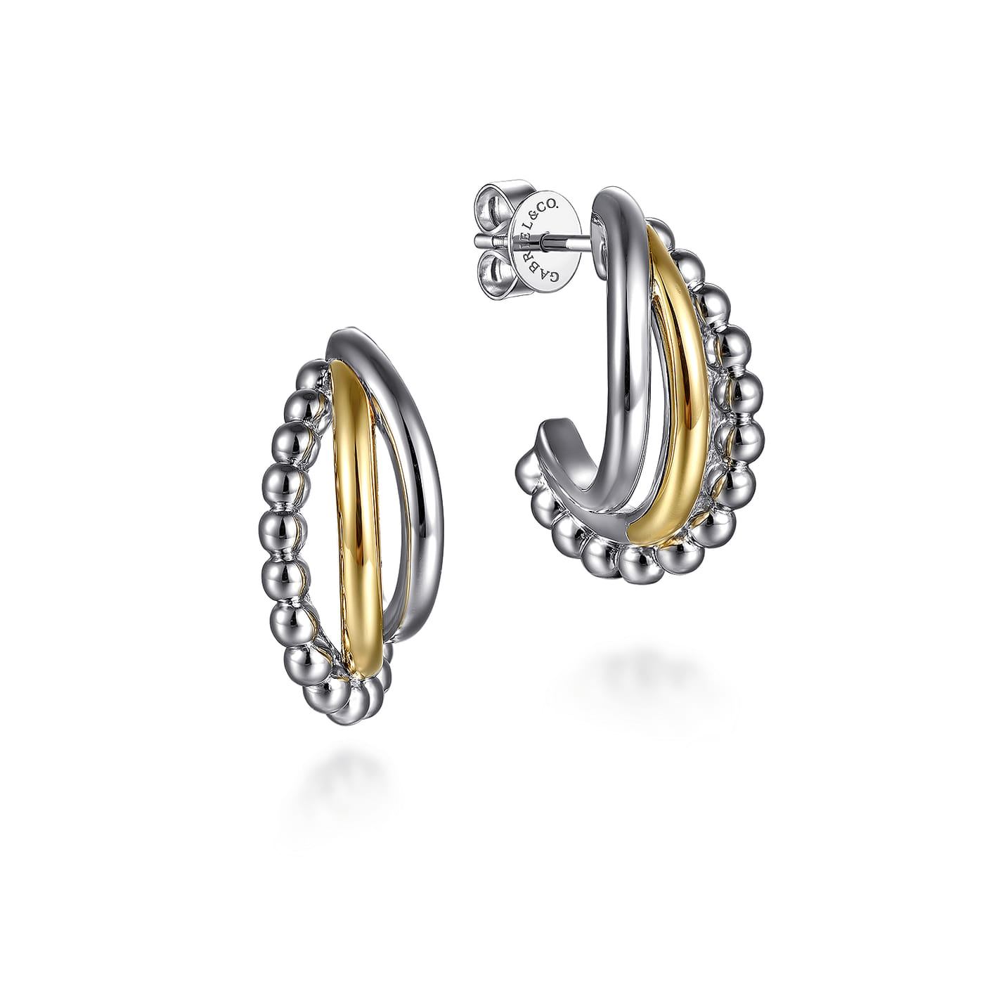 J Hoop Earrings 14K Yellow Gold and 925 Sterling Silver Bujukan EG15303MZJJJ