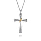 925 Sterling Silver and 14K Yellow Gold Bujukan Cross Pendant Necklace NK7778MZJJJ