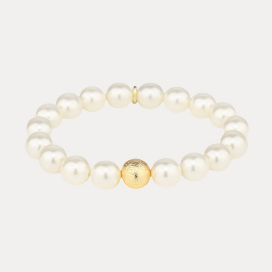 WHITE PEARL MALA BEADED BRACELET