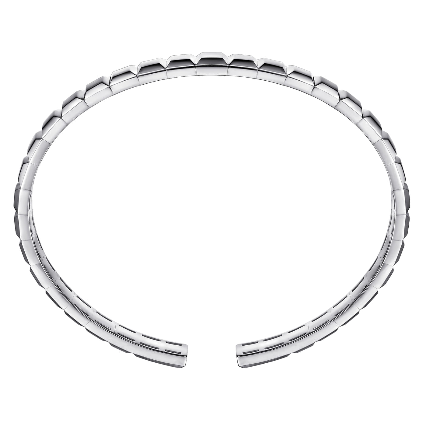 Sterling Silver Open Cuff Angular Cuts Square Bangle BGM2170-72SVJJJ