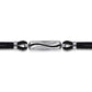 925 Sterling Silver and Leather Bangle with Black Spinel Wave ID Bangle BGM2203-72SVJBS