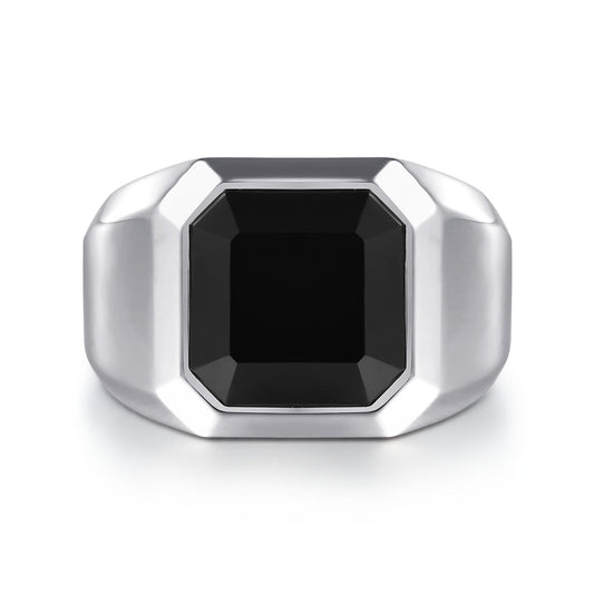 925 Sterling Silver Onyx Signet Ring MR20028SVJOX