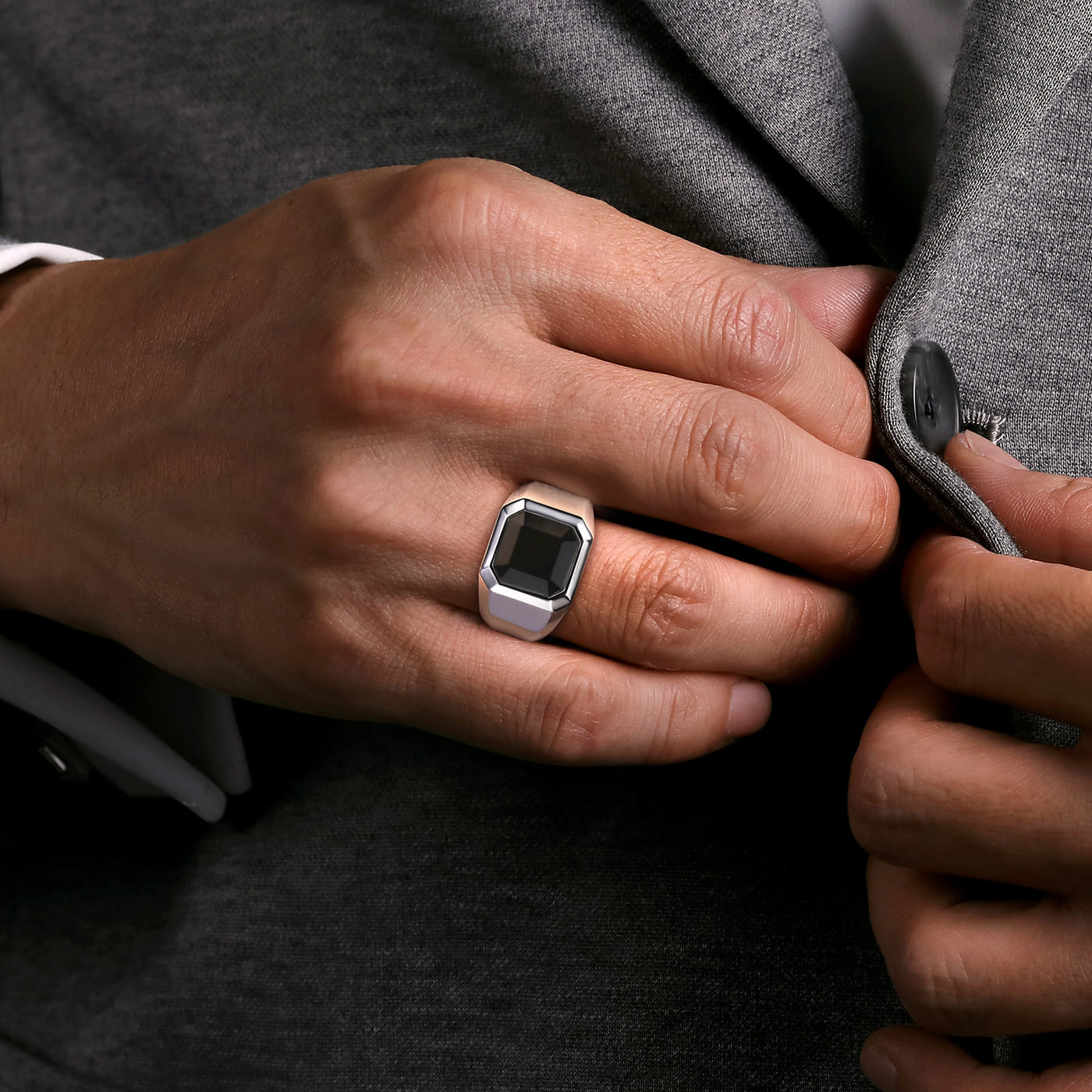 925 Sterling Silver Onyx Signet Ring MR20028SVJOX