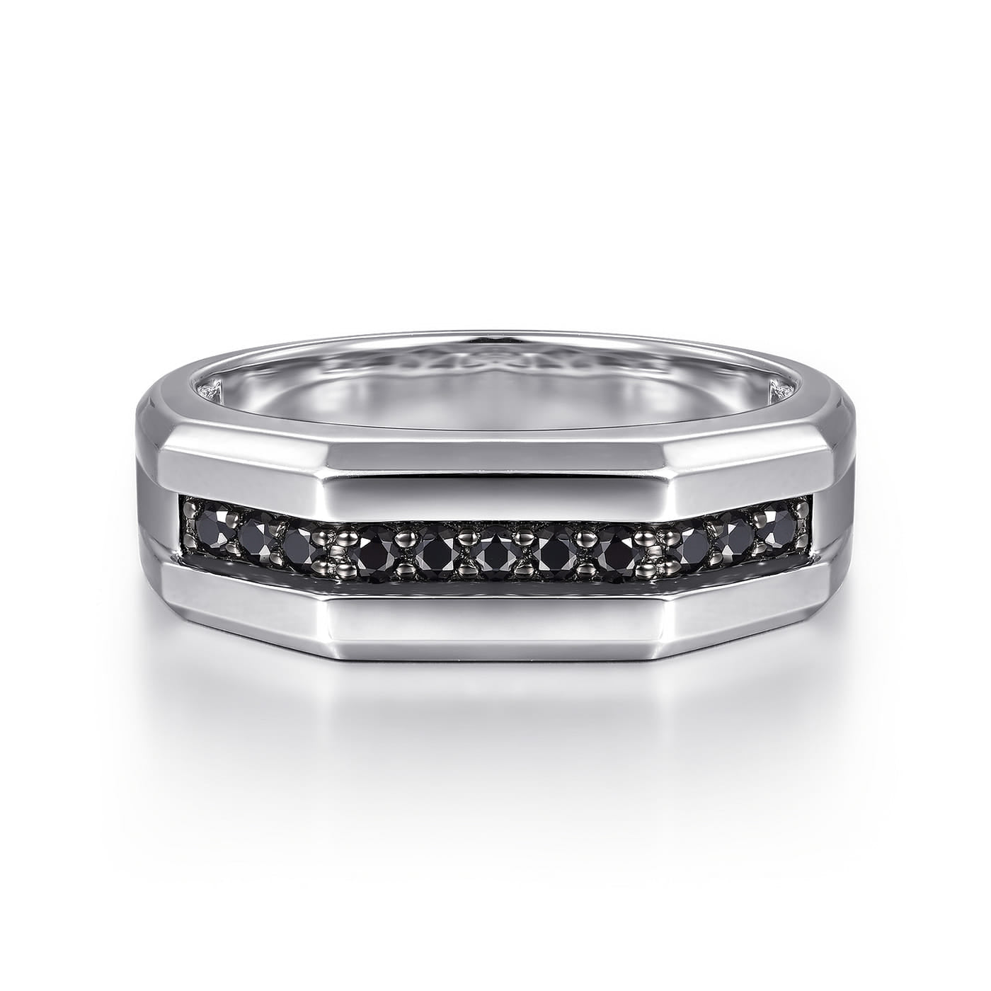 925 Sterling Silver and Black Spinel Band MR52083SVJBS