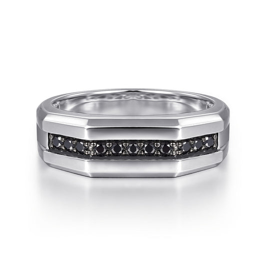925 Sterling Silver and Black Spinel Band MR52083SVJBS