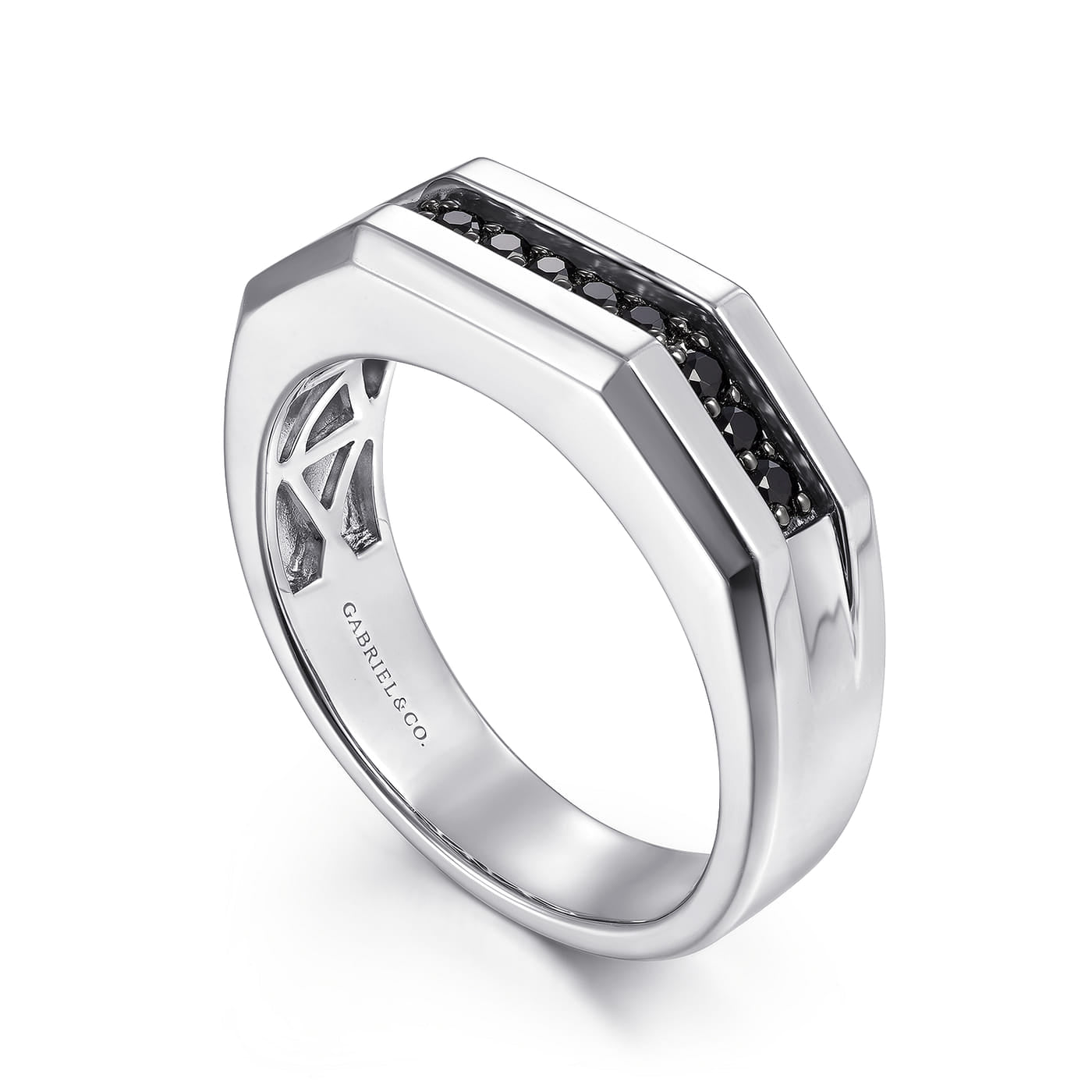 925 Sterling Silver and Black Spinel Band MR52083SVJBS