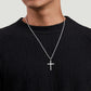 Twisted Rope Cross Pendant Necklace X Center 925 Sterling Silver  NKM2105-22SVJJJ