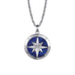 925 Sterling Silver Diamond and Lapis Compass Pendant Necklace NKM2138-22SV5LP