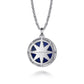 925 Sterling Silver Diamond and Lapis Compass Pendant Necklace NKM2138-22SV5LP