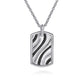 925 Sterling Silver Black Spinel Dog Tag Pendant Necklace NKM2207-22SVJBS
