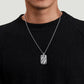 925 Sterling Silver Black Spinel Dog Tag Pendant Necklace NKM2207-22SVJBS