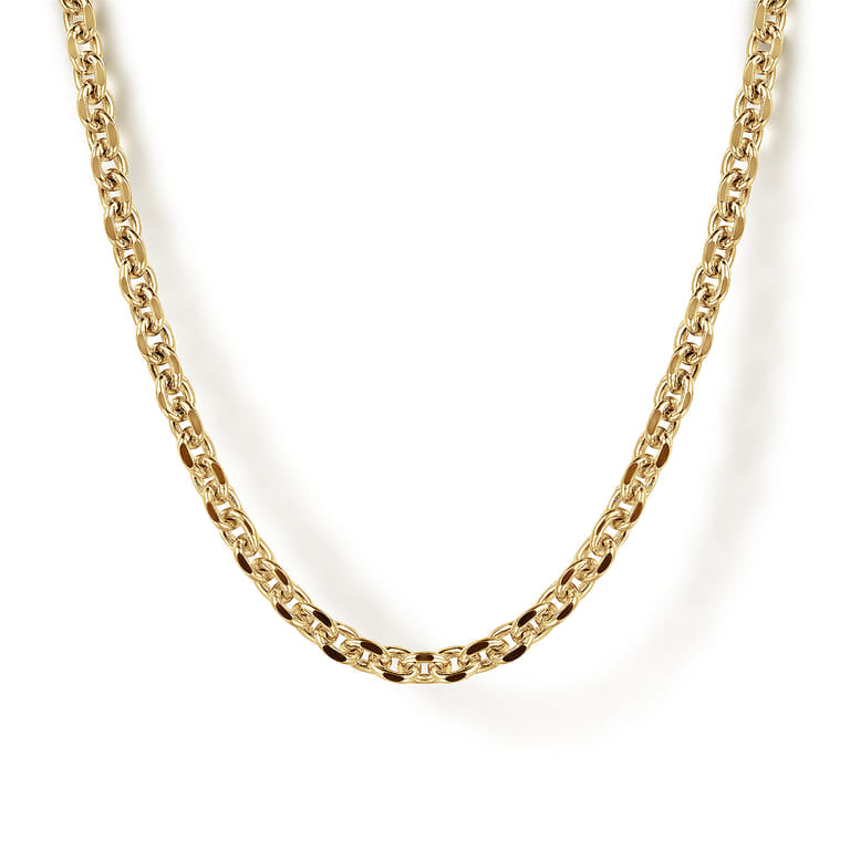 22 Inch 2.85mm 14K Yellow Gold Men's Hollow Link Chain Necklace