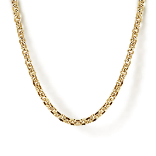 22 Inch 2.85mm 14K Yellow Gold Men's Hollow Link Chain Necklace