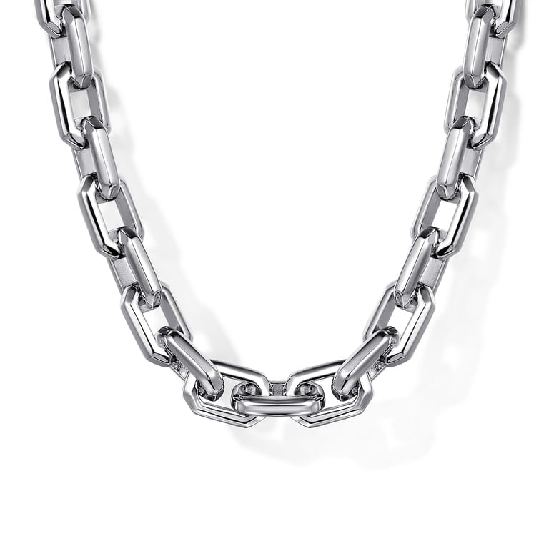 20 Inch 5.6mm 925 Sterling Silver Men's Solid Faceted Link Chain Necklace
