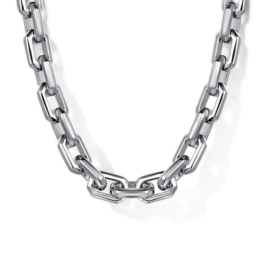 20 Inch 5.6mm 925 Sterling Silver Men's Solid Faceted Link Chain Necklace