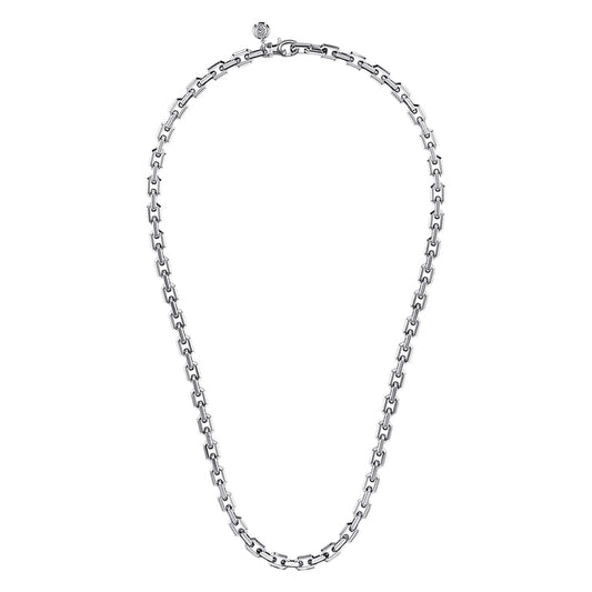 20 Inch 5.6mm 925 Sterling Silver Men's Solid Faceted Link Chain Necklace