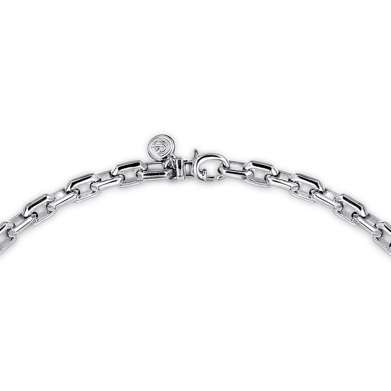 20 Inch 5.6mm 925 Sterling Silver Men's Solid Faceted Link Chain Necklace