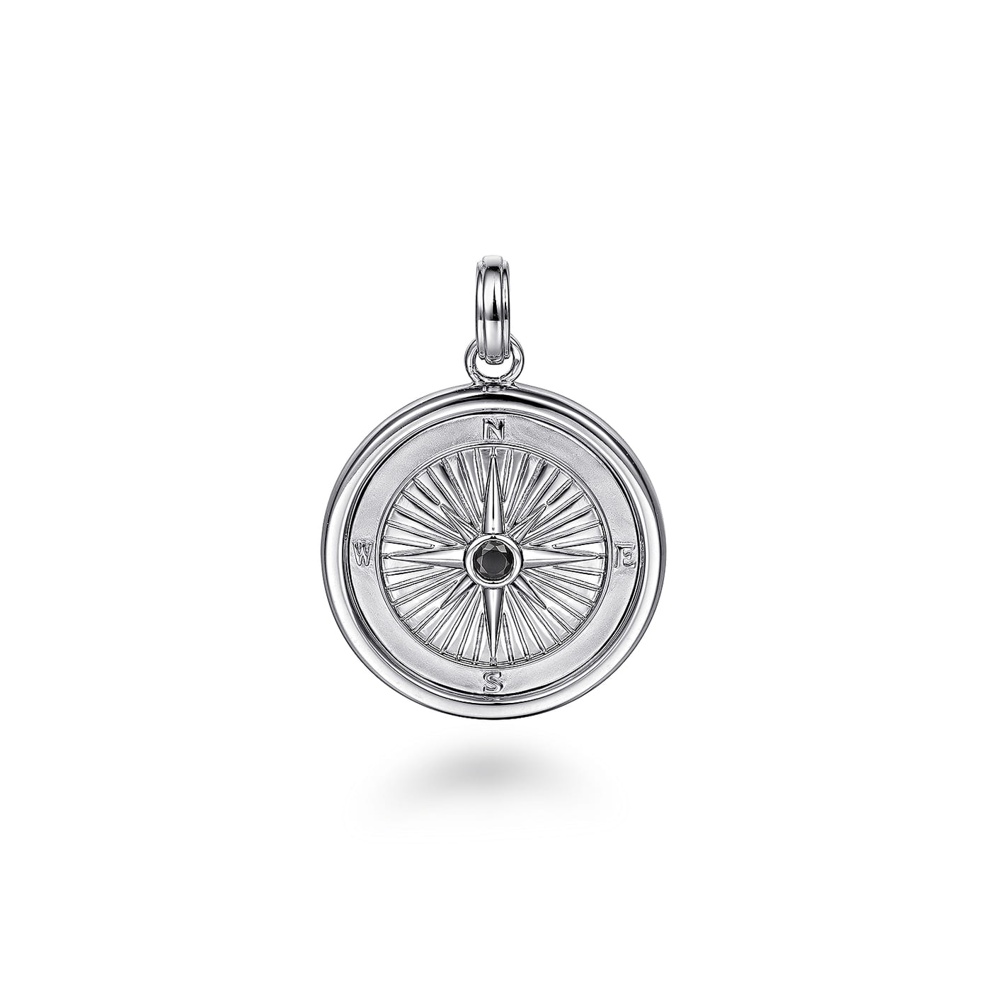 Compass Pendant 925 Sterling Silver Black Spinel PTM6531SVJBS