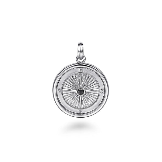 Compass Pendant 925 Sterling Silver Black Spinel PTM6531SVJBS