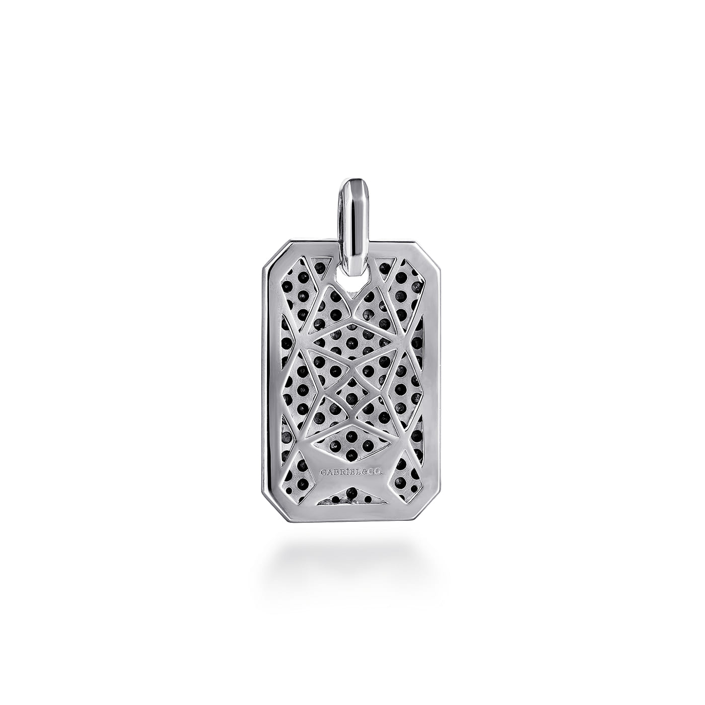 925 Sterling Silver Black Spinel Dog Tag Pendant PTM6548SVJBS