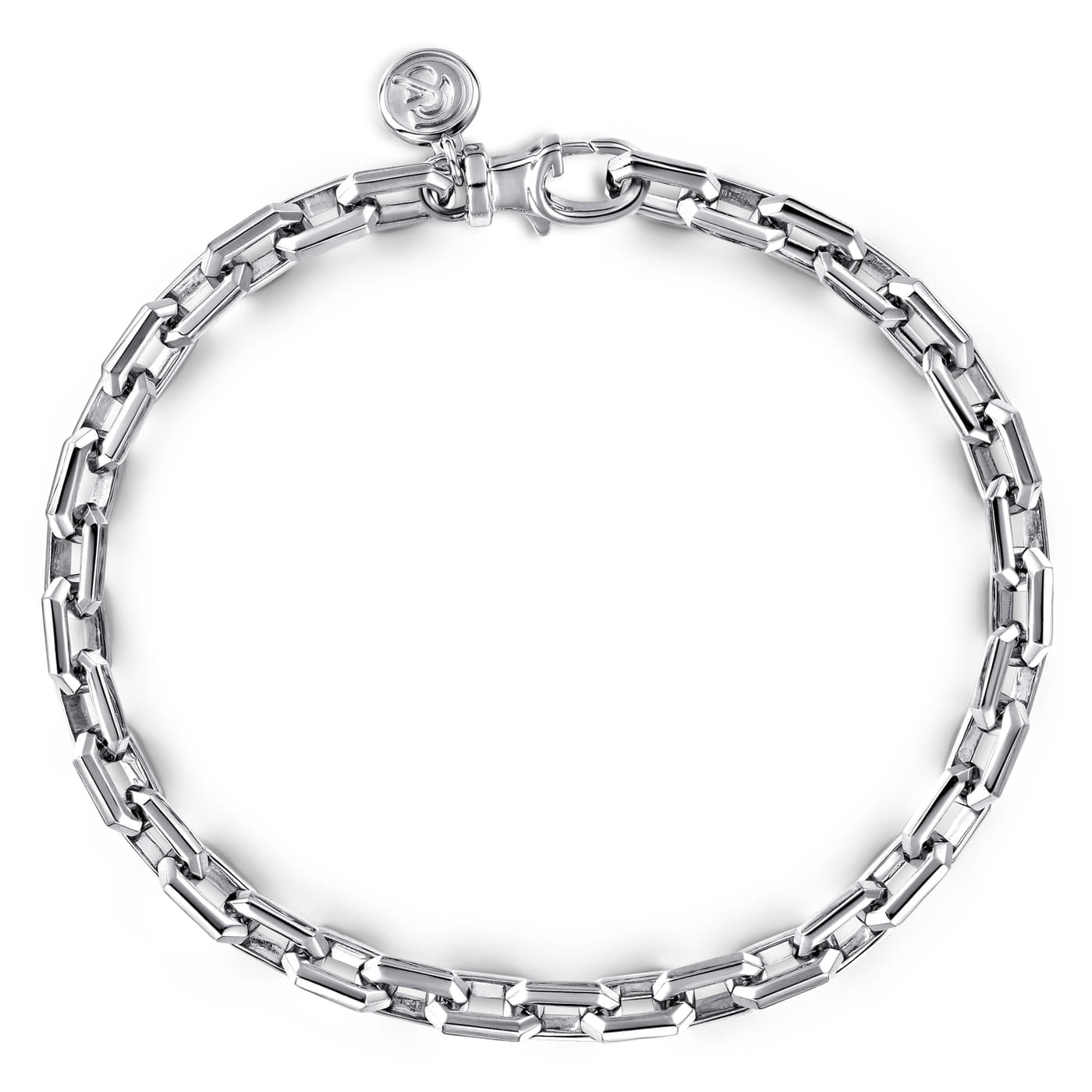 925 Sterling Silver Men’s Solid Faceted Link Chain Bracelet 5.50mm TBM4516SVJJJ