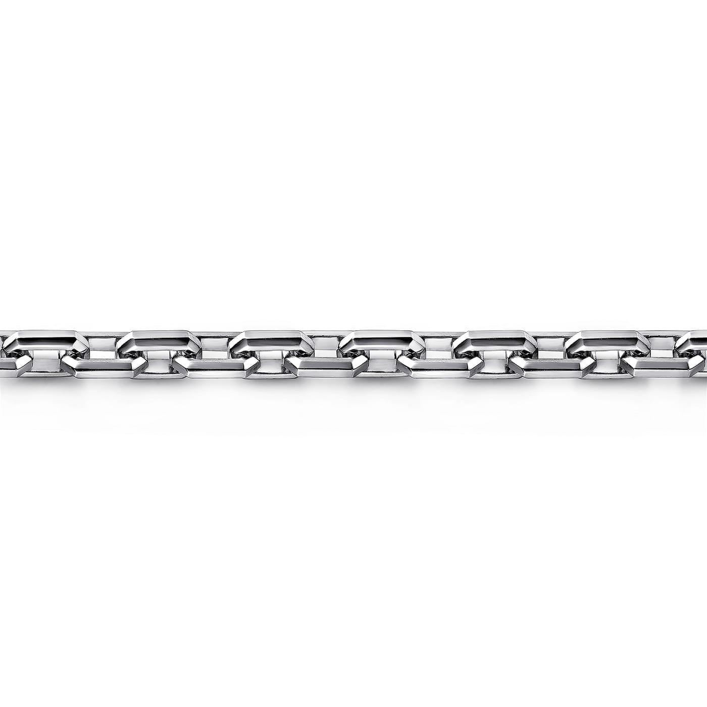 925 Sterling Silver Men’s Solid Faceted Link Chain Bracelet 5.50mm TBM4516SVJJJ