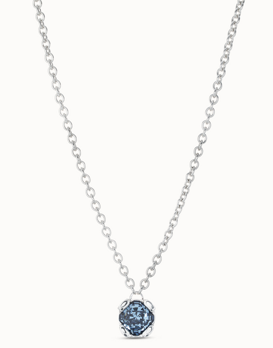 Sterling silver-plated necklace with blue crystal COL1834