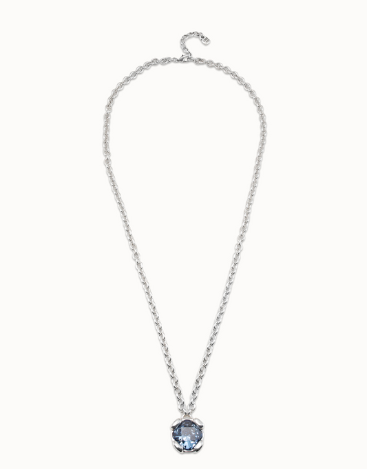 Sterling silver-plated necklace with blue crystal COL1834
