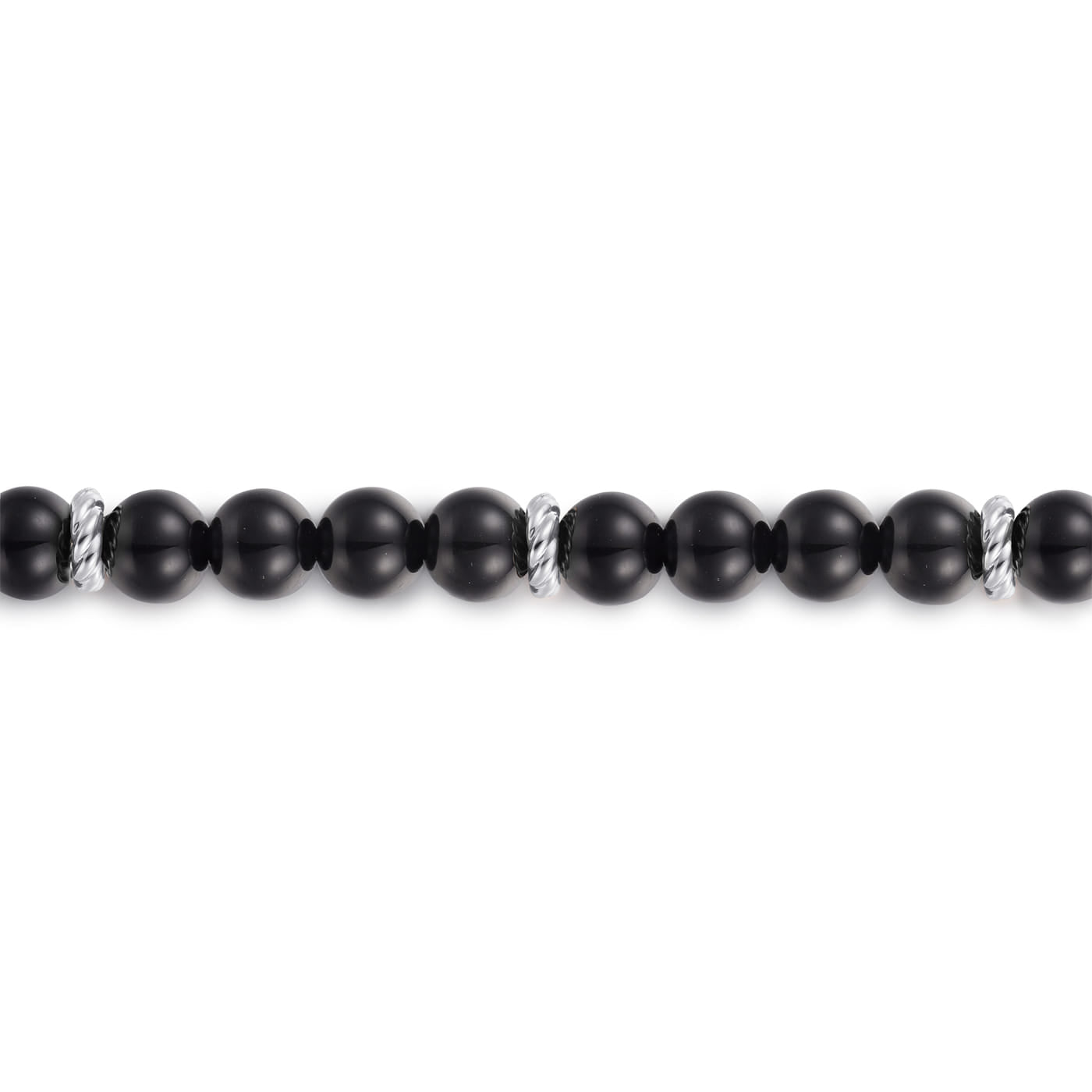 925 Sterling Silver Black Onyx Beaded Bracelet TBM4533SVJOX