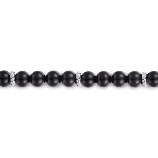 925 Sterling Silver Black Onyx Beaded Bracelet TBM4533SVJOX