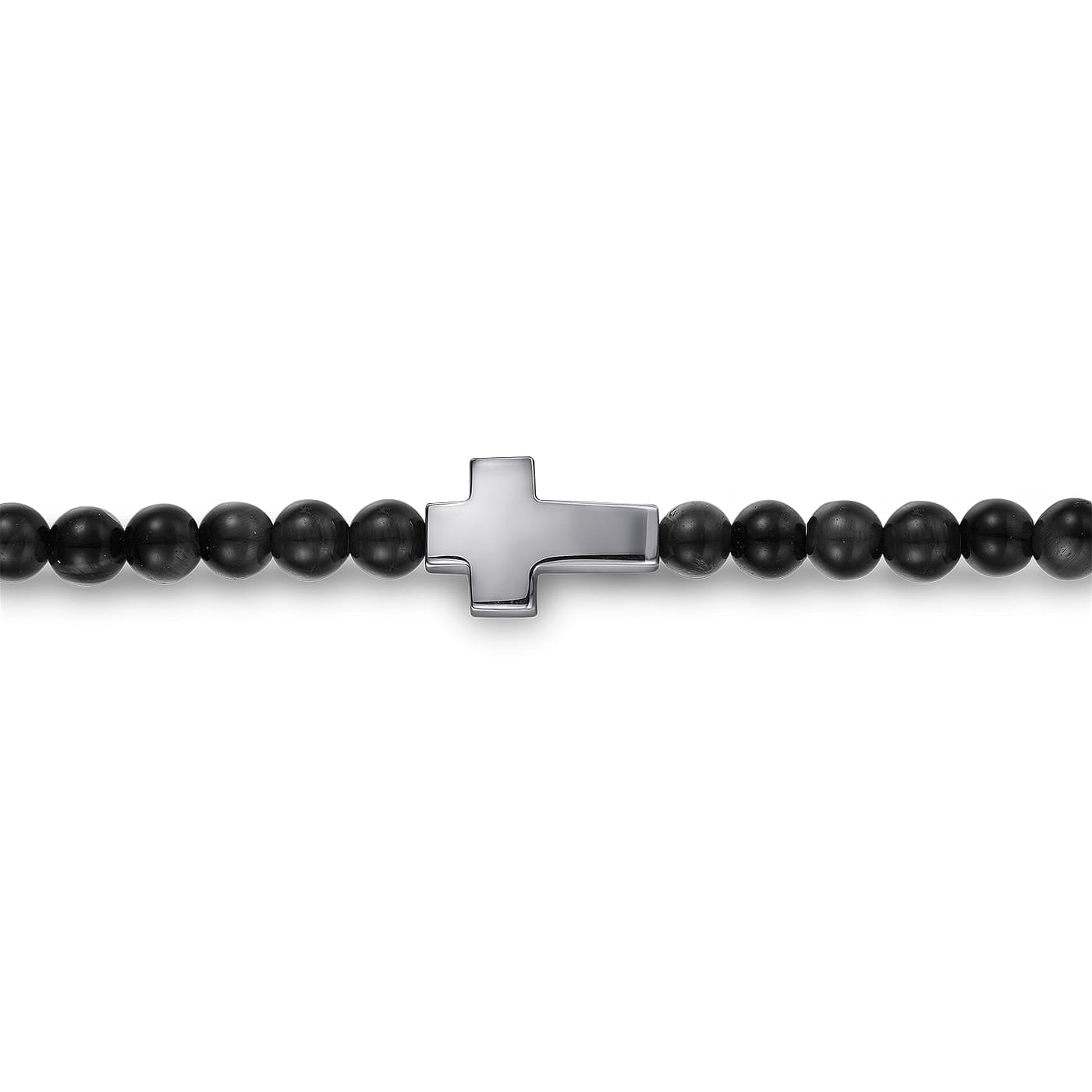 925 Sterling Silver Onyx Beads Cross Bracelet TBM4541SVJOX