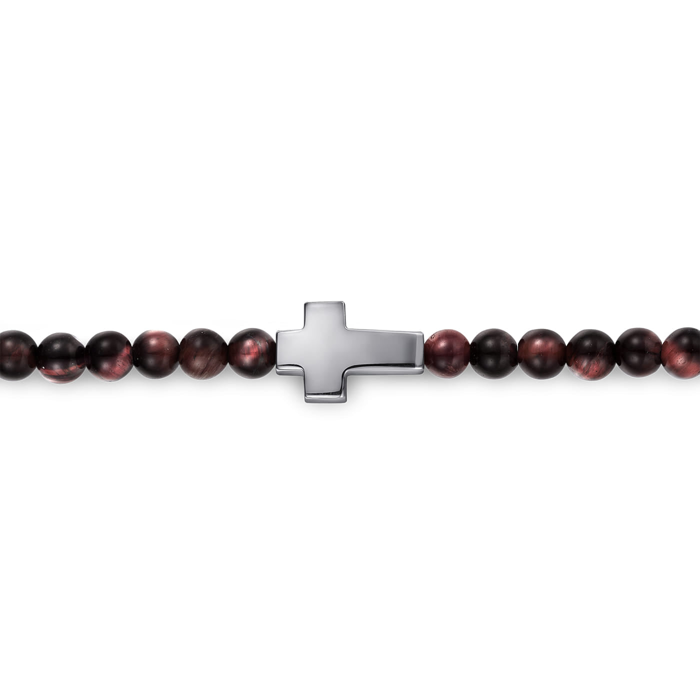 925 Sterling Silver Cross Bracelet with 4mm Tiger Eye Beads TBM4541SVJTE