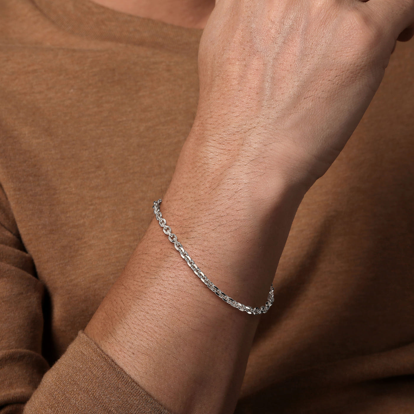 Solid Link Chain Bracelet 925 Sterling Silver TBM4806SVJJJ